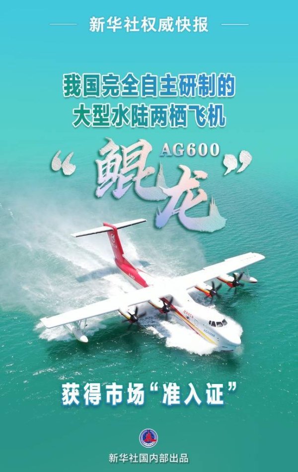 交易鑫优配 新华鲜报丨又传好消息！AG600“鲲龙”获得市场“准入证”