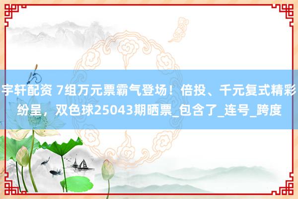 宇轩配资 7组万元票霸气登场！倍投、千元复式精彩纷呈，双色球25043期晒票_包含了_连号_跨度