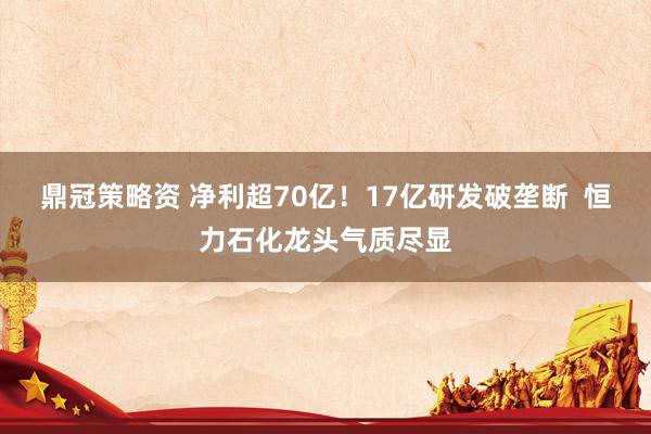 鼎冠策略资 净利超70亿！17亿研发破垄断  恒力石化龙头气质尽显