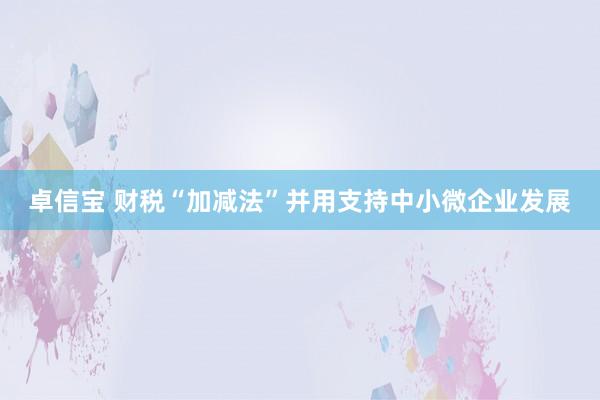 卓信宝 财税“加减法”并用支持中小微企业发展