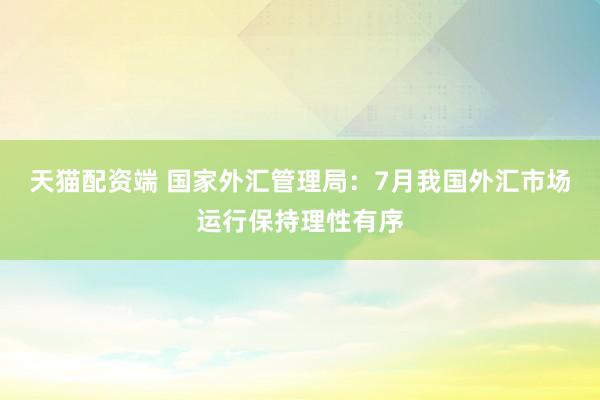 天猫配资端 国家外汇管理局：7月我国外汇市场运行保持理性有序