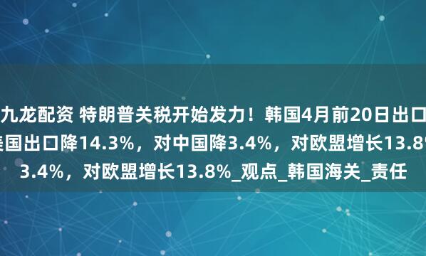 九龙配资 特朗普关税开始发力！韩国4月前20日出口额同比降5.2%，对美国出口降14.3%，对中国降3.4%，对欧盟增长13.8%_观点_韩国海关_责任
