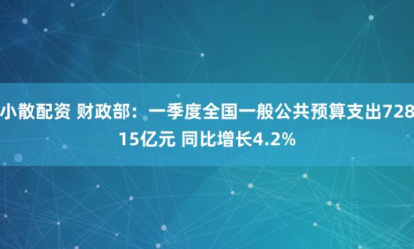 小散配资 财政部：一季度全国一般公共预算支出72815亿元 同比增长4.2%