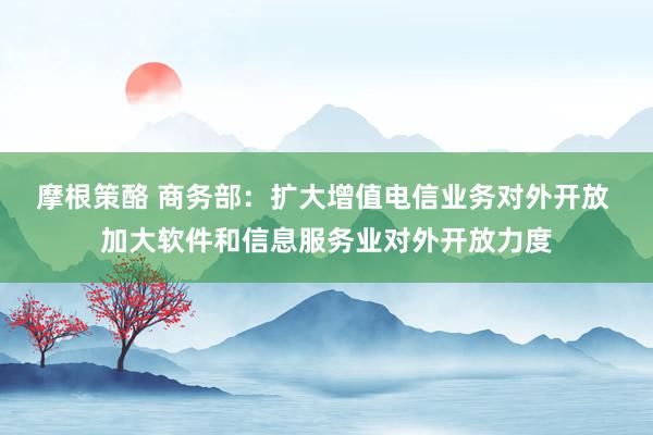 摩根策酪 商务部：扩大增值电信业务对外开放 加大软件和信息服务业对外开放力度