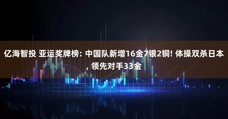 亿海智投 亚运奖牌榜: 中国队新增16金7银2铜! 体操双杀日本, 领先对手33金